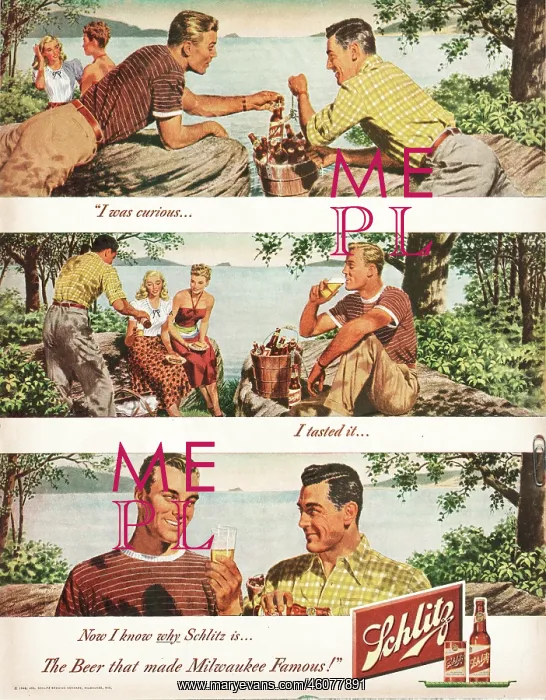 : 1948 U.S. Magazine Schlitz beer Advert : 1948 U.S. Magazine Schlitz beer Advert