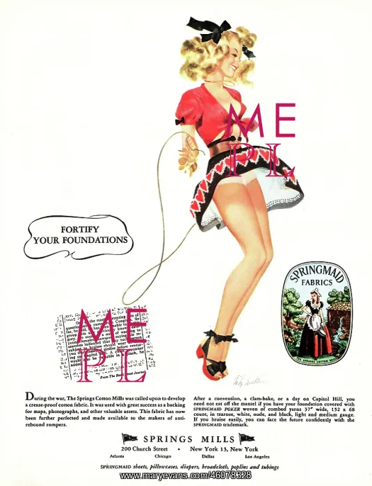 : 1948 U.S. Magazine Springmills Fabrics Advert : 1948 U.S. Magazine Springmills Fabrics Advert