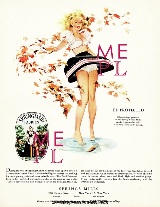 : 1948 U.S. Magazine Springmills Fabrics Advert : 1948 U.S. Magazine Springmills Fabrics Advert