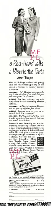 : 1948 U.S. Magazine Tampax Advert : 1948 U.S. Magazine Tampax Advert