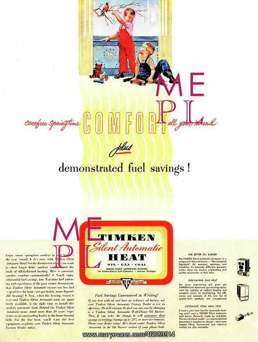 : 1948 U.S. Magazine Timken Heating Advert : 1948 U.S. Magazine Timken Heating Advert