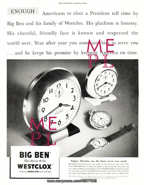 : 1948 U.S. Magazine Westclox Advert : 1948 U.S. Magazine Westclox Advert