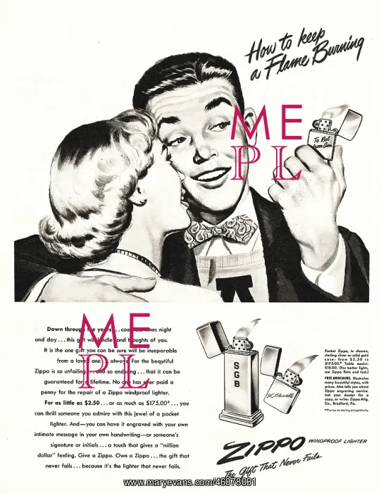 : 1948 U.S. Magazine Zippo Lighter Advert : 1948 U.S. Magazine Zippo Lighter Advert