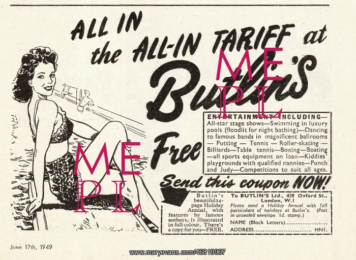 : 1949 Butlin's advert : 1949 Butlin's advert