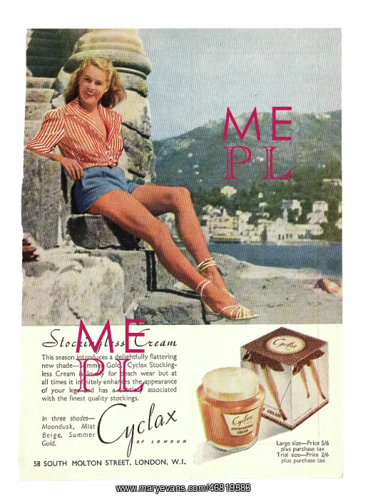 : 1949 UK advert Cyclax stockingless cream : 1949 UK advert Cyclax stockingless cream