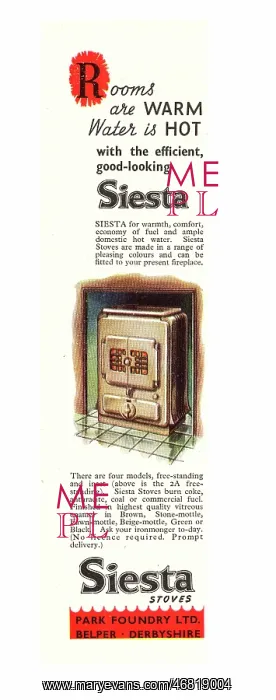 : 1949 UK advert Siesta stoves : 1949 UK advert Siesta stoves
