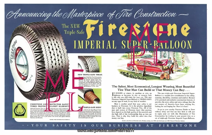 : 1949 U.S. Magazine Firestone Tyres Advert : 1949 U.S. Magazine Firestone Tyres Advert