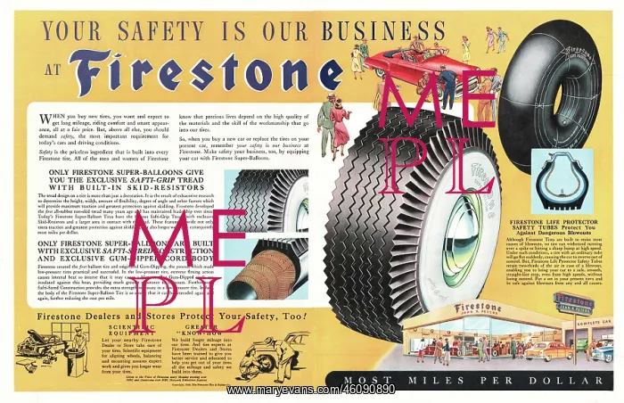 : 1949 U.S. Magazine Firestone Tyres Advert : 1949 U.S. Magazine Firestone Tyres Advert