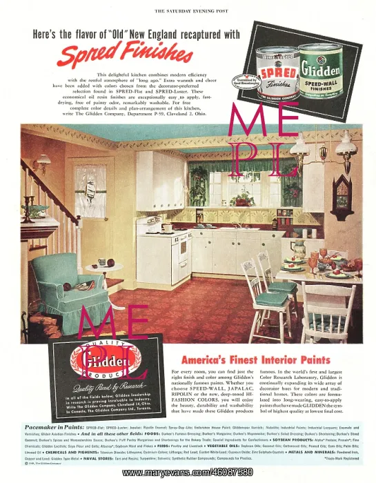 : 1949 U.S. Magazine Glidden Paints Advert : 1949 U.S. Magazine Glidden Paints Advert