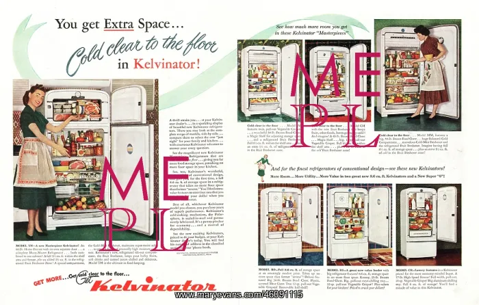 : 1949 U.S. Magazine The Kelvinator Fridge Advert : 1949 U.S. Magazine The Kelvinator Fridge Advert