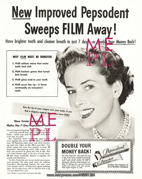 : 1949 U.S. Magazine Pepsodent toothpaste Advert : 1949 U.S. Magazine Pepsodent toothpaste Advert