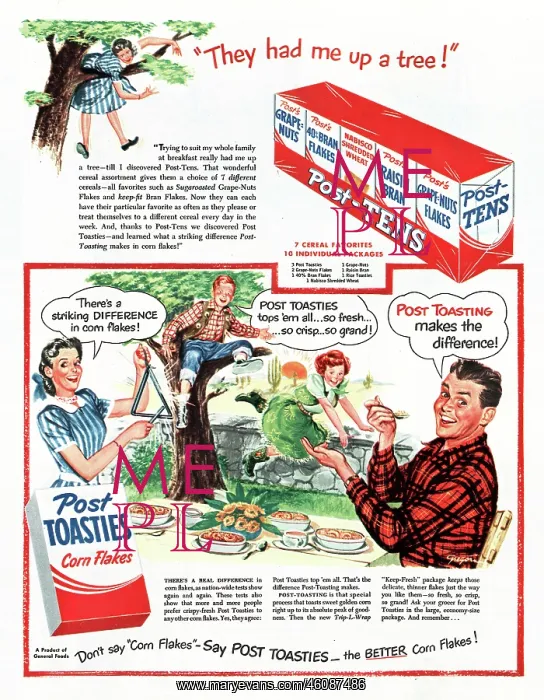 : 1949 U.S. Magazine Post Toasties Advert : 1949 U.S. Magazine Post Toasties Advert