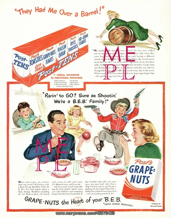 : 1949 U.S. Magazine Post's Grape-Nuts Advert : 1949 U.S. Magazine Post's Grape-Nuts Advert