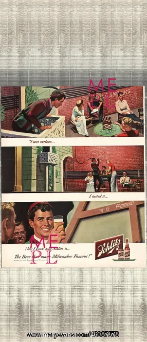 : 1949 U.S. Magazine Schlitz beer Advert : 1949 U.S. Magazine Schlitz beer Advert