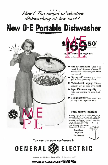  : 1950 US Advert General Electric Dishwasher