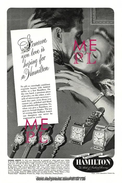 : 1950 US Advert Hamilton Watches : 1950 US Advert Hamilton Watches