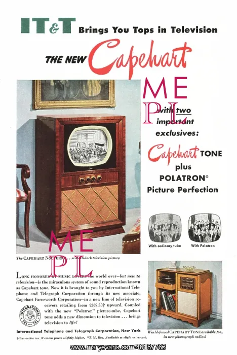 : 1950 US Advert IT&T Televisions : 1950 US Advert IT&T Televisions