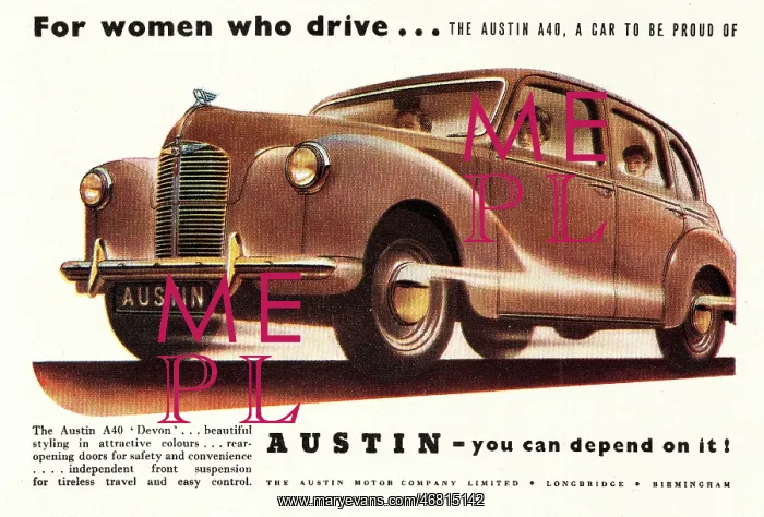 : 1950 Austin A40 car advert : 1950 Austin A40 car advert