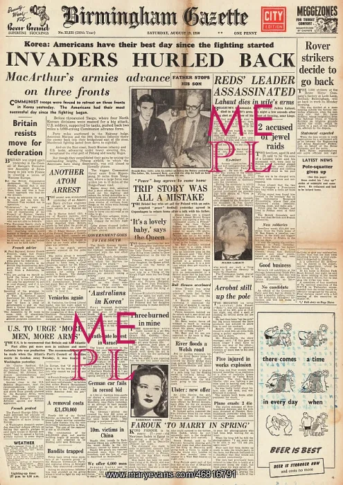 : 1950 Birmingham Gazette Korean War : 1950 Birmingham Gazette Korean War