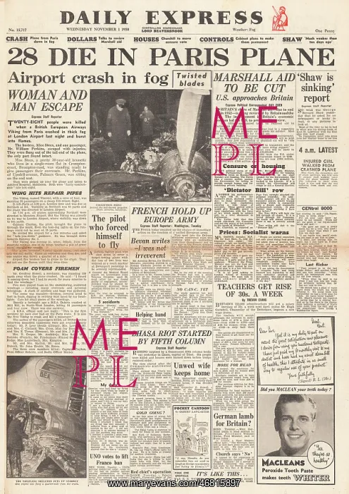 : 1950 Daily Express BEA plane crash : 1950 Daily Express BEA plane crash