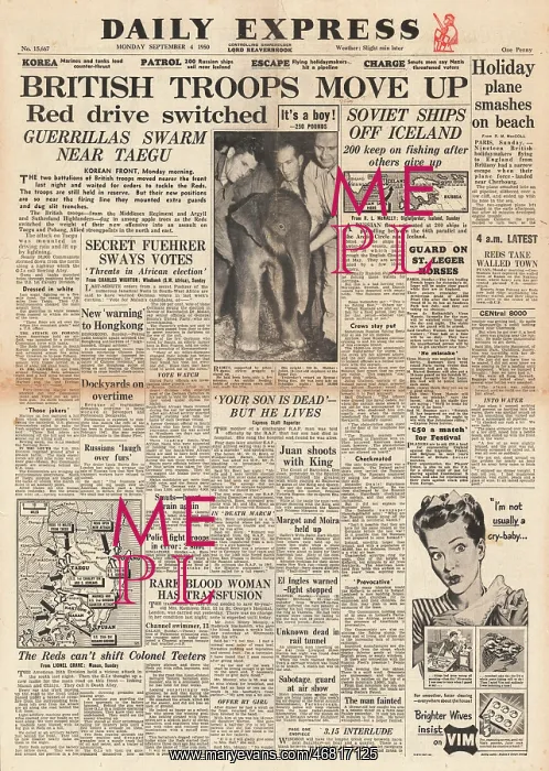 : 1950 Daily Express Korean War : 1950 Daily Express Korean War