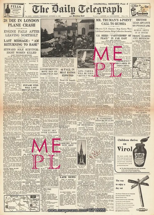 : 1950 Daily Telegraph BEA plane crash : 1950 Daily Telegraph BEA plane crash