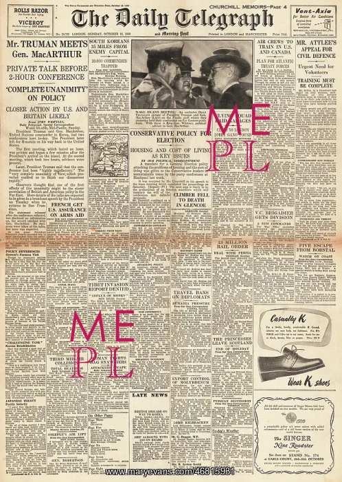 : 1950 Daily Telegraph Korean War : 1950 Daily Telegraph Korean War