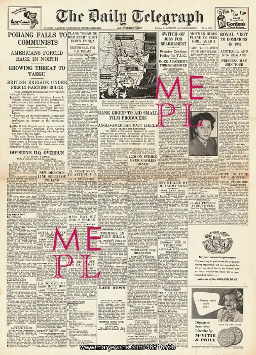 : 1950 Daily Telegraph Korean War : 1950 Daily Telegraph Korean War