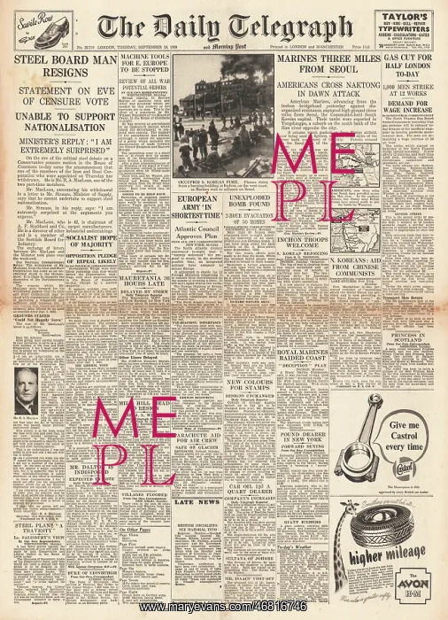 : 1950 Daily Telegraph Korean War : 1950 Daily Telegraph Korean War