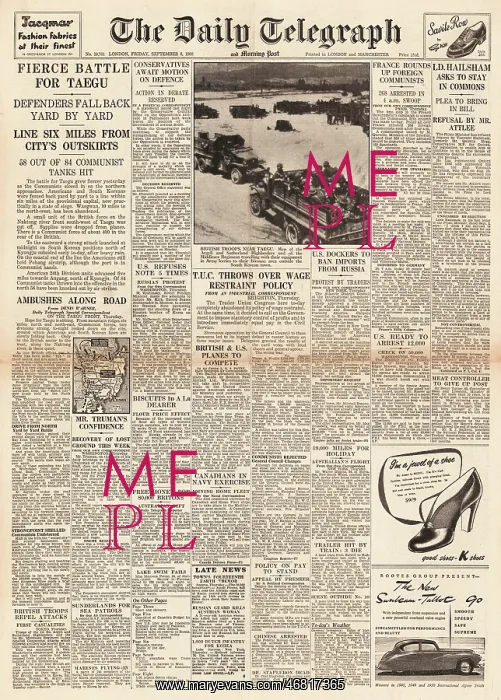 : 1950 Daily Telegraph Korean War : 1950 Daily Telegraph Korean War