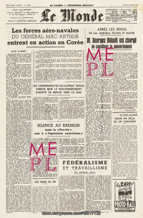  : 1950 Le Monde Korean War