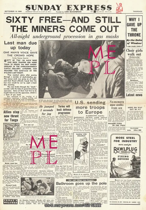 : 1950 Sunday Express Knockshinnoch Castle colliery : 1950 Sunday Express Knockshinnoch Castle colliery
