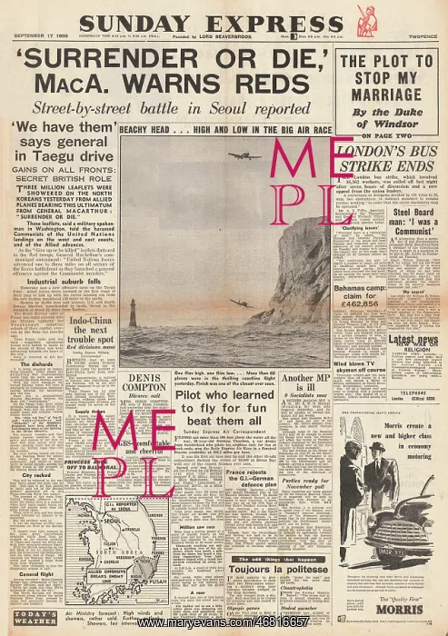 : 1950 Sunday Express Korean War : 1950 Sunday Express Korean War