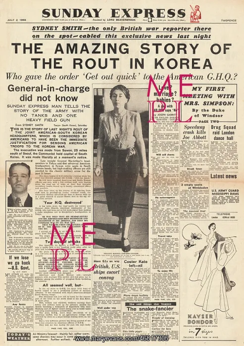 : 1950 Sunday Express Korean War : 1950 Sunday Express Korean War