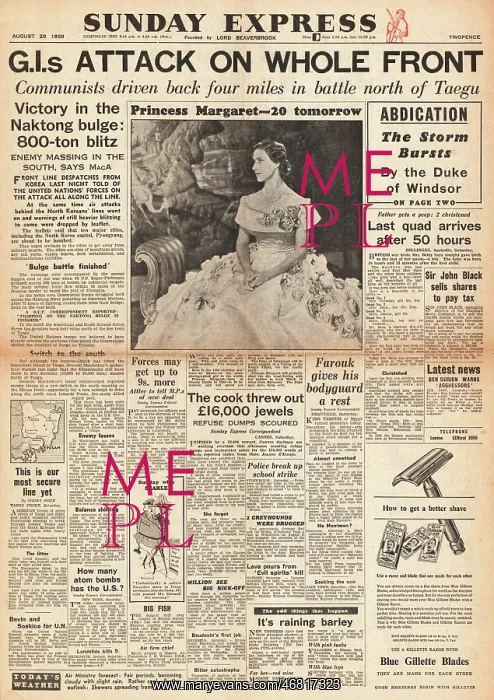 : 1950 Sunday Express Korean War : 1950 Sunday Express Korean War