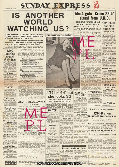 : 1950 Sunday Express Is another world watching us? : 1950 Sunday Express Is another world watching us?