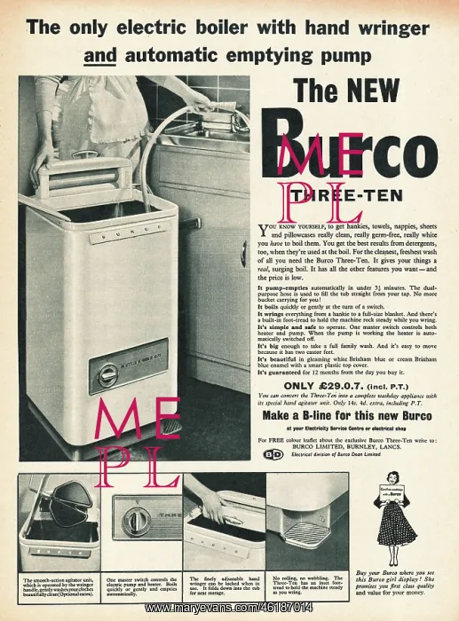 : 1950 UK Advert Burco Washing Machine : 1950 UK Advert Burco Washing Machine