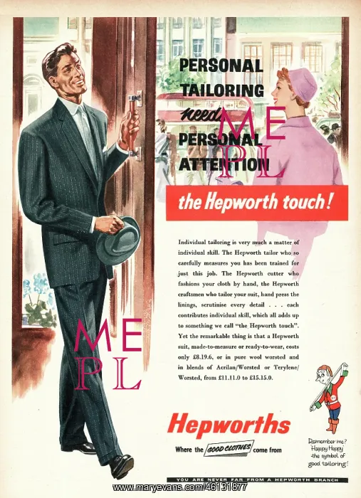 : 1950 UK Advert Hepworth's Clothes : 1950 UK Advert Hepworth's Clothes