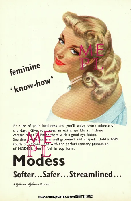 : 1950 UK advert Modess sanitary protection : 1950 UK advert Modess sanitary protection