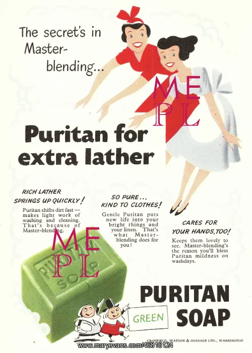 : 1950 UK advert Puritan soap : 1950 UK advert Puritan soap