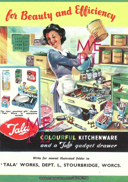 : 1950 UK Advert Tala Kitchenwear : 1950 UK Advert Tala Kitchenwear