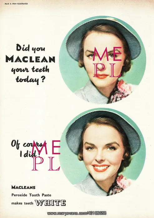 : 1950 UK Magazine Advert Macleans Toothpaste : 1950 UK Magazine Advert Macleans Toothpaste