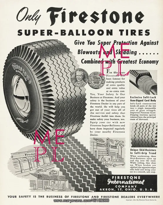 : 1950 U.S. Magazine Firestone Tyres Advert : 1950 U.S. Magazine Firestone Tyres Advert