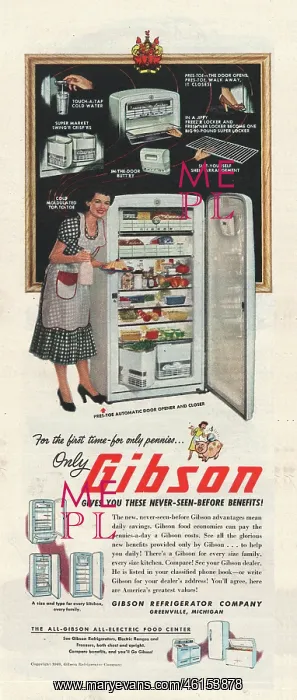 : 1950 U.S. Magazine Gibson Refrigerators Advert : 1950 U.S. Magazine Gibson Refrigerators Advert