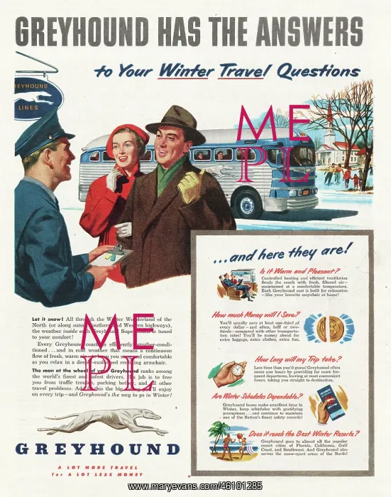 : 1950 U.S. Magazine Greyhound Lines Advert : 1950 U.S. Magazine Greyhound Lines Advert