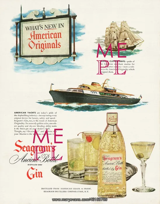 : 1950 U.S. Magazine Seagram's Gin Advert : 1950 U.S. Magazine Seagram's Gin Advert