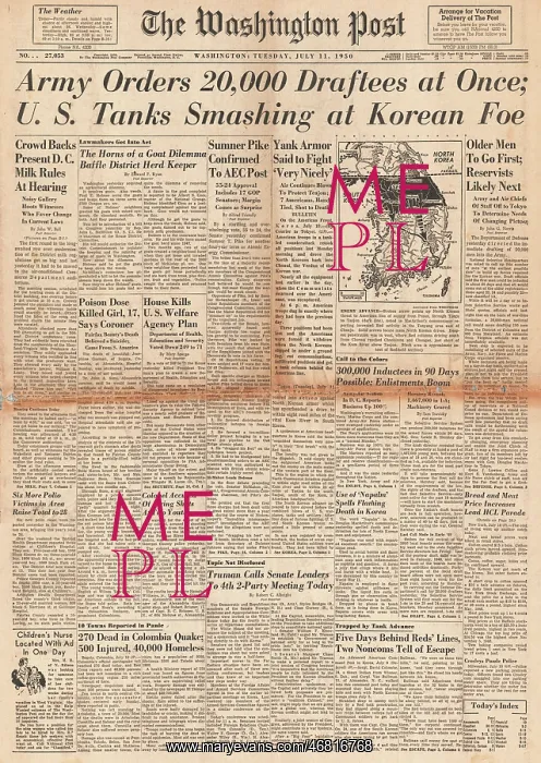 : 1950 Washington Post Korean War : 1950 Washington Post Korean War