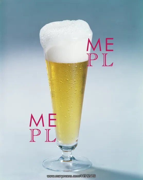 : 1950s 1960s beer in pilsner glass with : 1950s 1960s beer in pilsner glass with
