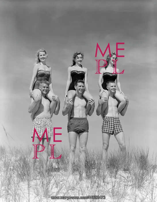 : 1950s 1960s THREE COUPLES AT BEACH ON DUNES WITH : 1950s 1960s THREE COUPLES AT BEACH ON DUNES WITH