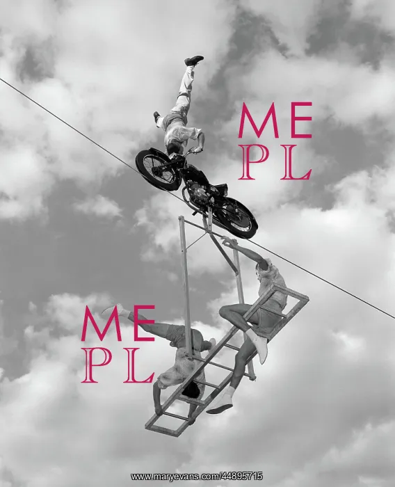 : 1950s 1960s HIGH-WIRE ACT WITH MAN STANDING ON : 1950s 1960s HIGH-WIRE ACT WITH MAN STANDING ON